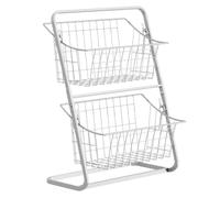 Flaroey Kitchen Organizer Shelf Double Layer Seasoning Vegetables Fruits Holder Assembly Bathroom Removable Stand Storage White