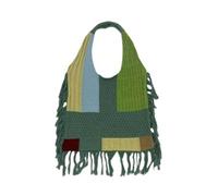 Flaroey Knitted Crochet Aesthetic Woman Shoulder Purse Vintage Patchwork Tassel Tote Bag Fashion Design Ladies Handbag C
