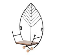 Flaroey Leaves Shape Floating Shelves Metal Wall Decor,Wood Wall Mounted Storage Shelf Home Decorations Art for Bedroom Easy Install Easy to Use Black