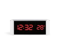 Flaroey LED Alarm Clock Thermometer Digital Wall Clock with Seconds for Seniors for Heavy Sleepers Adults,Red Words