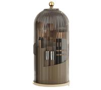 Flaroey Makeup Brush Holder Storage Box 360 Rotating Cosmetic Storage Box with Cover Lipstick Eyebrow Pencil Storage Rack Black