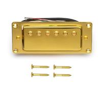 Flaroey Mini Electric Guitar Humbucker Pickup 6-Hole 4-Core Wire for LP Guitar Universal Fit Gold