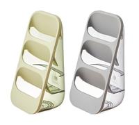 Flaroey Multi-Functional Three-Layer Draining Storage Box for Kitchen Utensils - Plastic Organizer,Green & Gray