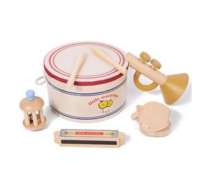 Flaroey Neutral Color Percussion Set Natural Wooden Percussion Instruments Suitable for Children'S Preschool Education
