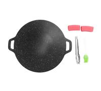 Flaroey Outdoor Camping Grill Plate Non-Stick Korean Barbecue Plate Barbecue Meat Pot Flat Iron 34cm 1Set