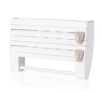 Flaroey Plastic Wrap Paper Storage Rack Wall-Mounted Aluminum Foil Roll Rack Refrigerator Kitchen Punching-Free Shelf White