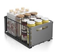 Flaroey Pull Out Kitchen Storage Rack - Kitchen Sink Shelf Slide Drawer Organizer for Seasoning Bottles, Snacks & More B