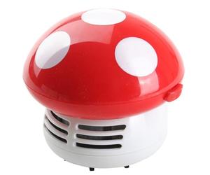Flaroey Red Mushroom Handheld Mini Vacuum Cleaner for Desktop - Sweeps Dust and Erasers Efficiently