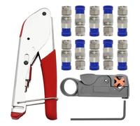Flaroey RG59, RG6 Coaxial Cable Crimper Set - Coax Cable Stripper with 10PCS F RG6 Connectors for Efficient Work