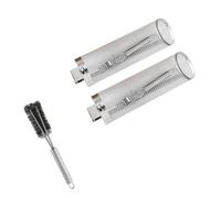 Flaroey Rolling Grilling Baskets for Outdoor Barbecue Cage with Handle Grill Bbq Net Tube Stainless Steel Large Round Mesh D