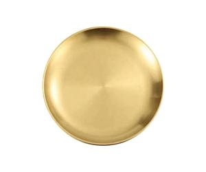 Flaroey Round Plate Rust-Proof Stackable Food Serving Plate Stainless Steel 23cm 1 Piece