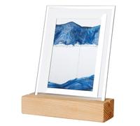 Flaroey Sand Art Moving Night Lamp Craft Quicksand 3D Landscape Flowing Sand Picture Hourglass Gift LED Table Night Light,Blue