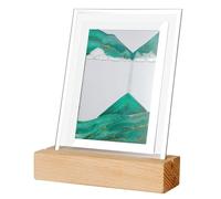 Flaroey Sand Art Moving Night Lamp Craft Quicksand 3D Landscape Flowing Sand Picture Hourglass Gift LED Table Night Light,Green