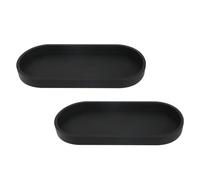 Flaroey Set of 2 Bathroom Trays, Decorative Tray, Black Silicone Storage Tray, Small Tray for Washbasin, Bathtub (Oval)