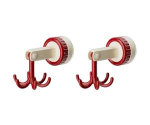 Flaroey Six-Claw Hook Multi-Function Spatula Spoon Kitchenware Storage Rack Retro Suction Cup Seamless Wall Hanging Red