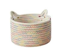 Flaroey Small Woven Basket, Colorful Storage Basket, Desktop Storage Basket Hand-Woven Cotton Rope Storage Basket B