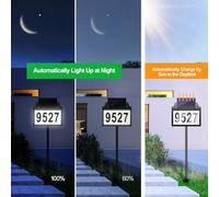 Flaroey Solar Power Address Sign, House Numbers for Outside Rechargeable LED Illuminated Lighted Address Signs with Outdoor