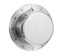 Flaroey Stainless Steel Kitchen Timer Mechanical Manual Stainless Steel Timer Countdown Study Fitness Timer Silver