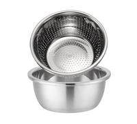 Flaroey Stainless Steel Mixing Bowls, Salad Bowl, Metal Bowls with Water Filter Basin, Stainless Steel Basin Easy to Use 26CM