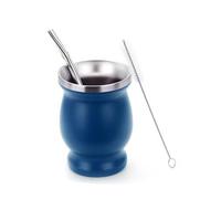 Flaroey Stainless Steel Tea Cup Tea Cup Set for Insulated Straw Cup Insulated Simple Cup Easy to Use Blue