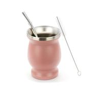 Flaroey Stainless Steel Tea Cup Tea Cup Set for Insulated Straw Cup Insulated Simple Cup Pink