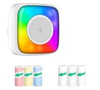 Flaroey Sticker Printer Print 6 Rolls Sticker Printer with 7 Color Lighting Mode, Compatible with IOS and Android