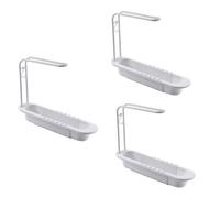 Flaroey Telescopic Rack, Drain Rack, Sink Storage Rack, Soap Sponge Towel Rack, Kitchen Storage Basket Accessories White