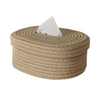 Flaroey Tissue Box Cover Square Tissue Holders Cotton Rope Covers Rectangular Tissue Box Cute Replacement Parts Accessories Decorative Organizer A