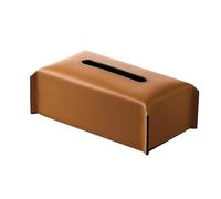 Flaroey Tissue Box Leather Napkin Case Luxury Paper Cover Living Room Tissue Paper Holder Desktop Home Tabletop Decoration Brown