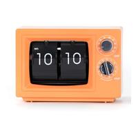 Flaroey TV-Shaped Flip Clock Retro Mechanical Desk Clock Classic Television Design Clock Orange