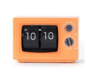 Flaroey TV-Shaped Flip Clock Retro Mechanical Desk Clock Classic Television Design Clock Orange