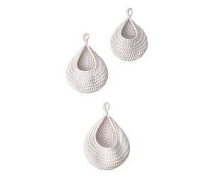 Flaroey Wall Hanging Fruit Baskets for Kitchen 3 Pack Woven Produce Holder Vegetable Hanging Basket C
