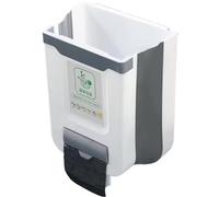 Flaroey Wall Mounted Folding Trash Can Kitchen Cabinet Door Mounted Trash Can for Vehicles White