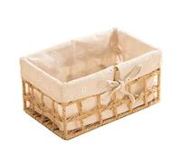 Flaroey Wicker Storage Basket Hand-Woven Paper Rope Decorative Rectangular Wicker Basket Cube Storage Box B