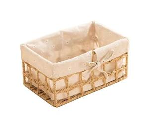 Flaroey Wicker Storage Basket Hand-Woven Paper Rope Decorative Rectangular Wicker Basket Cube Storage Box C