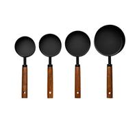 Flaroey Wooden Handle Stainless Steel Measuring Cups Set for Baking, Coffee, Bartending - Kitchen Tools A