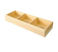 Flaroey Wooden Rectangular 3-Grid Desktop Organizer for Office and Kindergarten Stationery Multi-Grid Square Storage Box