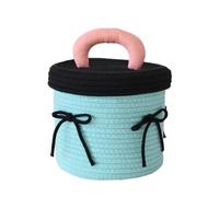 Flaroey Woven Storage Baskets Living Room Desktop Sundries Storage Baskets Toy Storage Boxes Furniture Decoration Racks Cyan