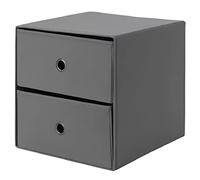 FLARRA Storage Organizer Mini Chest With 2 Drawers Dark Grey Polyester/Paperboard 33x38 cm with Free Gift