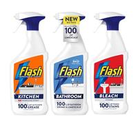 Flash All Purpose Cleaner Spray Bundle 2400ml - 1 x KITCHEN Cleaner, 1 x BATHROOM Cleaner & 1 x BLEACH Cleaner Spray - Powerful Multi-Surface Household Cleaning Set