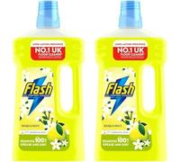 Flash All Purpose Multi-Surface Floor & Kitchen Cleaner, Cuts Grease, Removes Dirt, Leaves Fresh Scent, No Bleach, Streak-Free Shine, (Yellow - Bergamot x 2)
