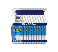 Flash Bathroom Cleaner Spray, 8 Litres (800 ml x 10), Bathroom Cleaning, Limescale Remover & Long Lasting Shine With Febreze Freshness, Bath Cleaner