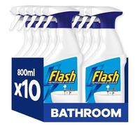Flash Bathroom Cleaner Spray, 8 Litres (800 ml x 10), Bathroom Cleaning, Limescale Remover & Long Lasting Shine With Febreze Freshness, Bath Cleaner