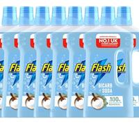 Flash Bicarbonate of Soda with Eucalyptus Floor Cleaner, 8 x 1000ml - All Purpose Hard Floor Cleaner with Fresh Scent