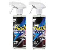 Flash Car Care Waterless Wash & Wax Spray 2 x 500ml, Quick Car Cleaning & Waxing Spray for Paintwork, Glass & Alloys, Professional Shine Without Water