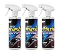 Flash Car Care Waterless Wash & Wax Spray 3 x 500ml, Quick Car Cleaning & Waxing Spray for Paintwork, Glass & Alloys, Professional Shine Without Water