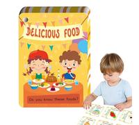 Flash CARD, Food Flash Cards, 48x Interactive Educational Flash Cards | Home Supplies, of Cognitive Food, Early Learning Game for Girls,