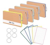 Flash Cards, 200 Pcs Colored A7 Index Cards 3x5 in Ruled Revision Card