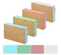 Flash Cards 200 Pcs, Revision Cards 5 * 3 Inch Index Cards with Metal Binder Ring Multicolour Double Sided Flashcards for Office Home School Learning Record