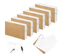 Flash Cards - 300 PCS White Ruled Index Cards with 6 Binder Rings, Blank Revision Cards 4.9x2.9 Inch Record Cards, Portable Study Flashcards for Office, School, Home Learning, Note-Taking & Retention
